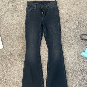 Black Mother Denim Wide Leg Jeans